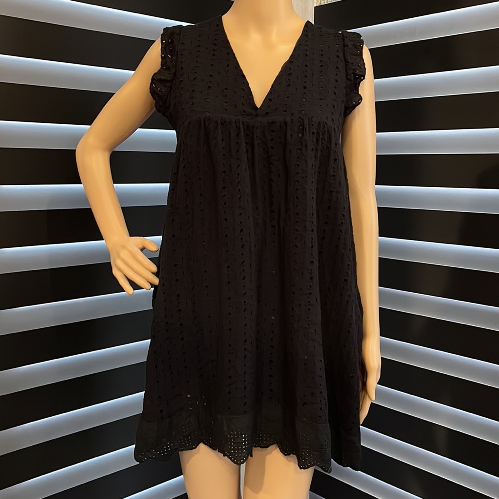 Black baby doll dress jumpsuit short baggy size extra small XS cute with pockets